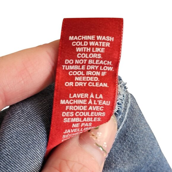 Saks Fifth Avenue Denim Look Long Sleeve Blouse Sz M - Picture 8 of 8